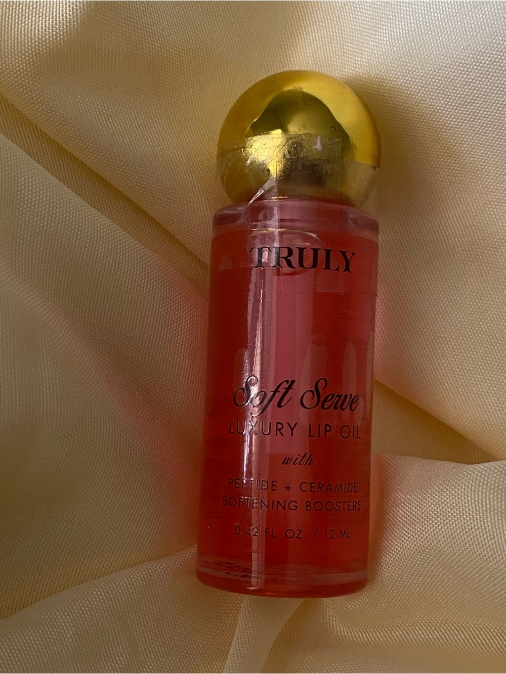 TRULY Soft Serve Luxury Lip Oil — Pink with Gold Cap